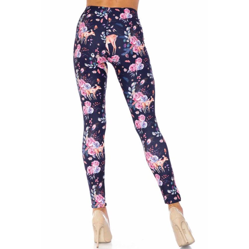 USAFashion Creamy Soft Woodland Floral Fawn Kids Leggings - USA Fashion™